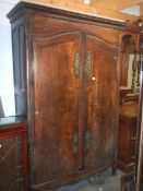 A large antique wardrobe with brass fittings, COLLECT ONLY.