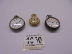 Three old ladies fob watches.