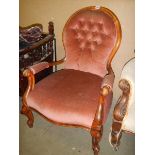 A mahogany framed cabriole leg ladies chair, COLLECT ONLY.