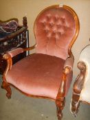 A mahogany framed cabriole leg ladies chair, COLLECT ONLY.