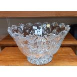 A Bohemian crystal fruit bowl diameter at widest 24cm, height 15cm