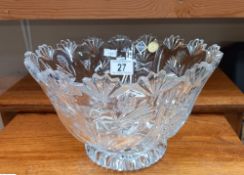 A Bohemian crystal fruit bowl diameter at widest 24cm, height 15cm