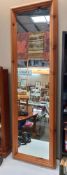 A tall pine framed mirror, Approx measurements 135cm x 42cm COLLECT ONLY