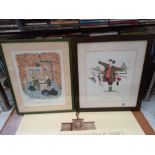 2 framed and glazed prints by Annie Tempest, titled 'Swiss Army Barbour' signed and numbered 54/
