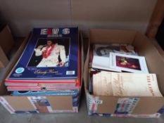 A box of Elvis magazines, books, calendars, posters etc