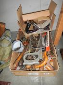 A mixed lot of vintage tools including spanners, hammers, chisels, planes etc.,