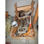 A mixed lot of vintage tools including spanners, hammers, chisels, planes etc.,
