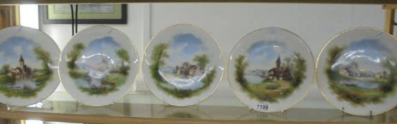 Five circa 1880 Limoges hand painted plates.