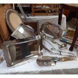 An old wooden box of silver plated items COLLECT ONLY