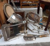 An old wooden box of silver plated items COLLECT ONLY