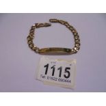 A gold identity bracelet set diamond chip and engraved DAVID, marked Italy 375, 11.1 grams.