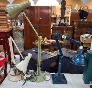 An industrial 'Dugdills' 'patent' cast iron Anglepoise lamp and 2 others COLLECT ONLY