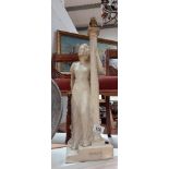 A 1940's plaster figure lamp by MM Wood 1946 titled Tuscan height 54cm COLLECT ONLY