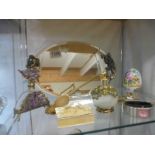 A mixed lot including modern mirror, scent bottles, trinket bozed etc.,