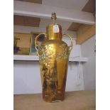 An embossed brass table lamp base (needs wiring), 47 cm to top of fitting.