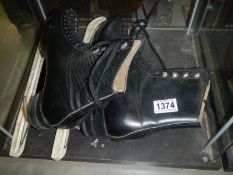 A pair of vintage ice skates.