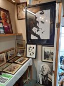 A quantity of framed and glazed Marilyn Monroe pictures etc including a glass example COLLECT ONLY