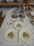 A mixed lot including two person Japanese coffee set, plates etc.,