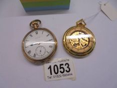 An Elgin gold plated pocket watch and one other, not working.