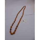 An amber bead necklace.