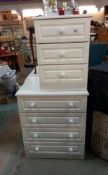 A white bedroom chest of drawers and a matching bedside cabinet COLLECT ONLY