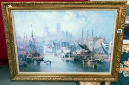 A gilt framed print on board of Old Brayford, Lincoln COLLECT ONLY