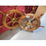 Two 34 cm diameter ship's wheels, COLLECT ONLY.