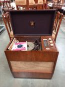 A vintage HMV radio-gramme & quantity of records COLLECT ONLY