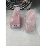 Two pieces of pink rock crystal