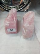 Two pieces of pink rock crystal