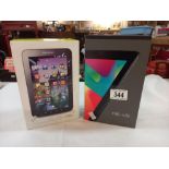 A Samsung Galaxy tab and a nexus 7c in boxes (untested) no leads for Nexus