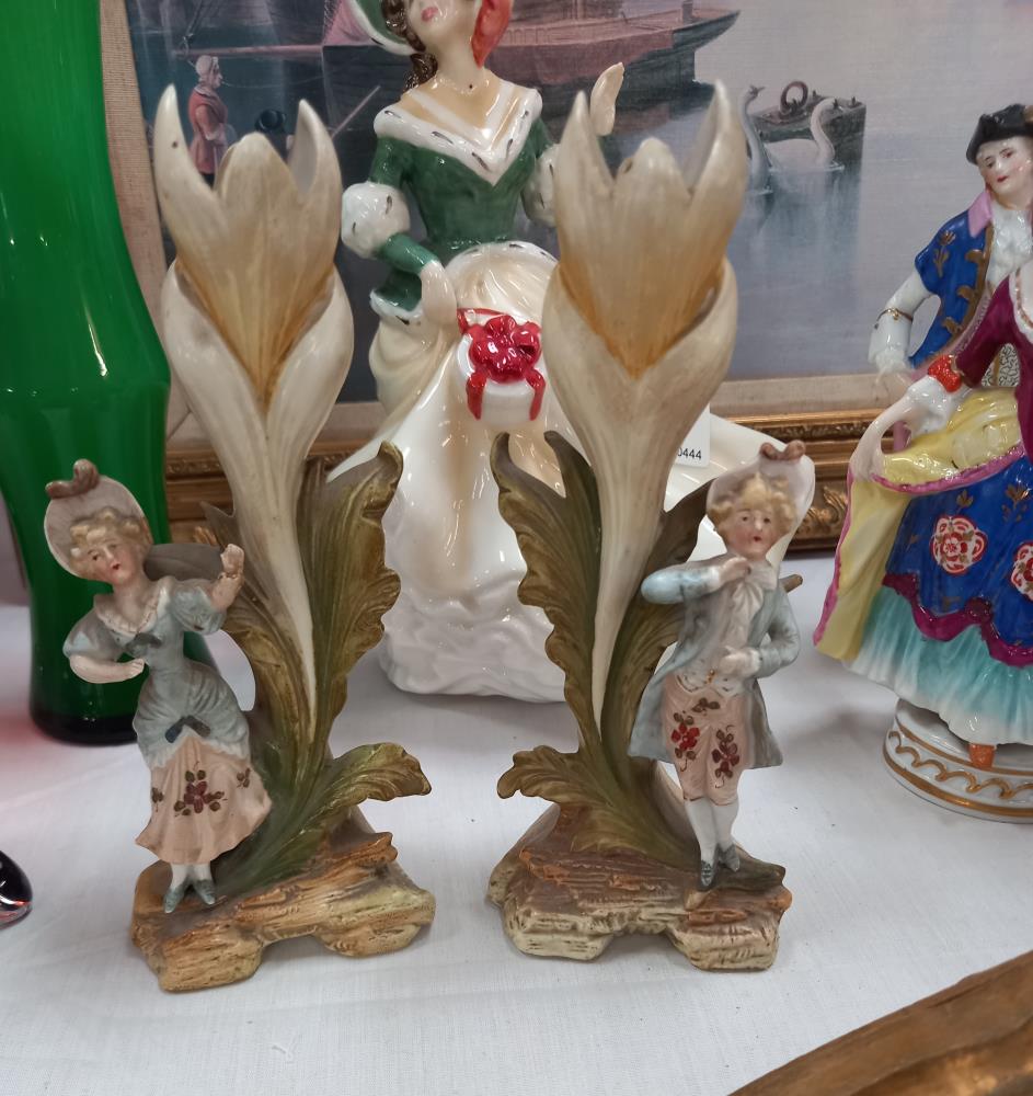 Royal Doulton HN4422 Classic Christmas day 2002, a pair of 19c continental bisque figure spill vases - Image 2 of 4