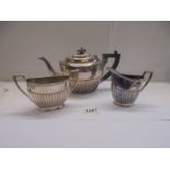 A good quality three piece silver plate tea set.