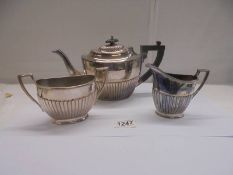 A good quality three piece silver plate tea set.