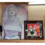 A large Marilyn Monroe 'some like it hot' canvas abd a framed and glazed print COLLECT ONLY