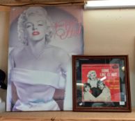 A large Marilyn Monroe 'some like it hot' canvas abd a framed and glazed print COLLECT ONLY