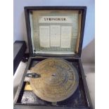 A Victorian symphonium with eleven 5.75" discs, 19.5 x 17.5 x 12 cm.