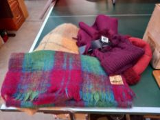 A Mohair scarf, plus one other, and matching hat and scarf with tags and one other hat