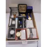 Nine gent's wristwatches including Accurist and a pocket watch.