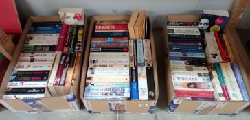 3 boxes of good paperback books including Colin Forbes, Ruth Rendell, Jo Nesbo etc