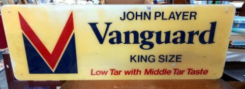A large vintage Perspex John Player Vanguard sign 128cm x 46cm COLLECT ONLY