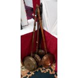 3 Victorian copper warming pans and one other COLLECT ONLY