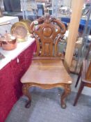 A 19th century oak hall chair, COLLECT ONLY.