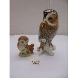 A Beswick Beatrix Potter owl and an un-marked larger owl.