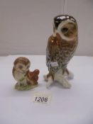 A Beswick Beatrix Potter owl and an un-marked larger owl.