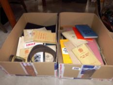 2 boxes of vintage books on fire safety, leather fireman's belt with brass buckle, 2 albums of
