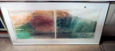 A framed & glazed limited edition print titled ''Sunlight and Rain Across ? Seas (118cm x 58cm)
