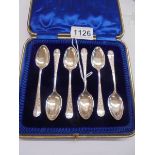 A cased set of six silver teaspoons,