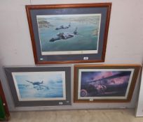 3 framed & glazed aviation prints (2 glass A/F & 1 frame A/F) Sea Harriers, Typhoon & Swordfish