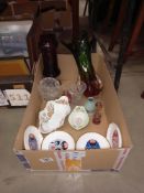 An art glass vase and other glassware etc including an Aynsley dish, Spilsby pottery vase,